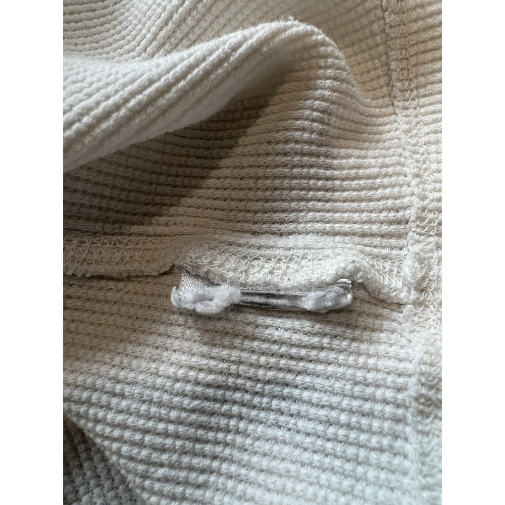 Eddie Bauer White & Gray Waffle Knit Henley Shirt Thermal Outdoors Cabincore - Picture 5 of 6